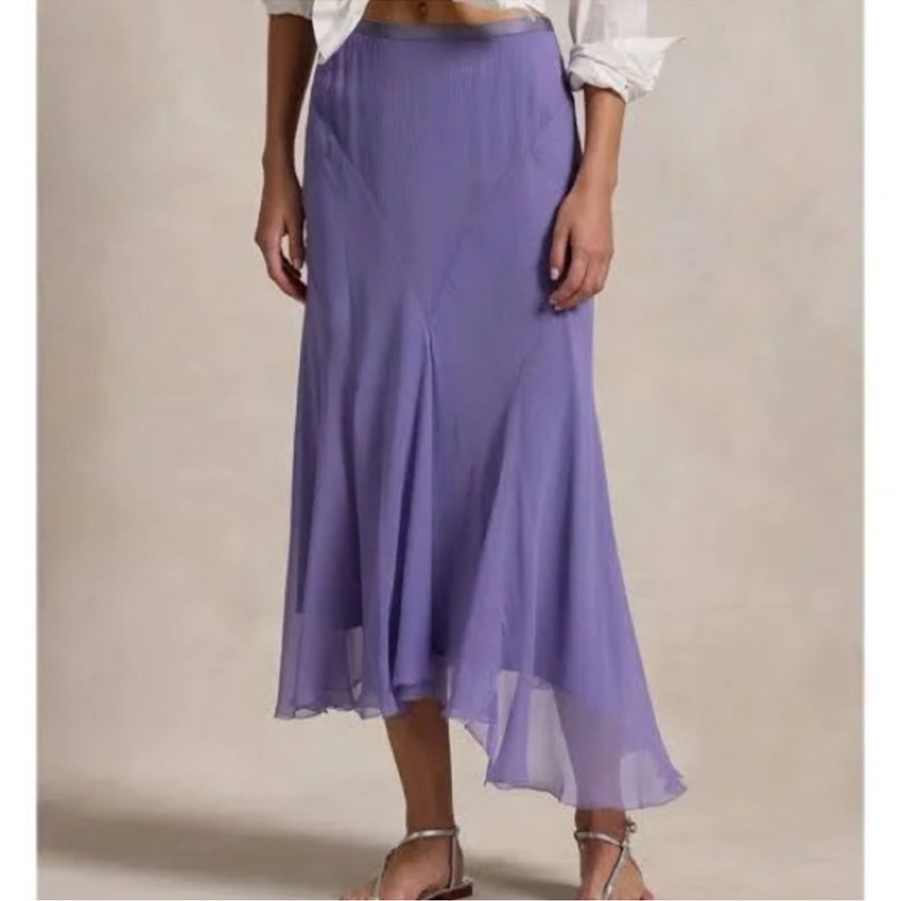 Polo Ralph Lauren Silk Paneled Skirt Summer Purple Size 4 NWT - Picture 3 of 3